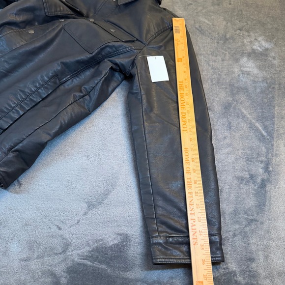Levis Faux Leather Sherpa Lined Trucker Jacket Black Mens Medium LM1CU993 NEW - Picture 9 of 10